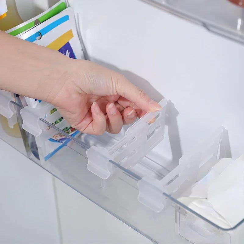 4 PCS Refrigerator Space Telescopic Partition Side Door Box Separator Organizer Divider Splint Kitchen Classifies Accessories