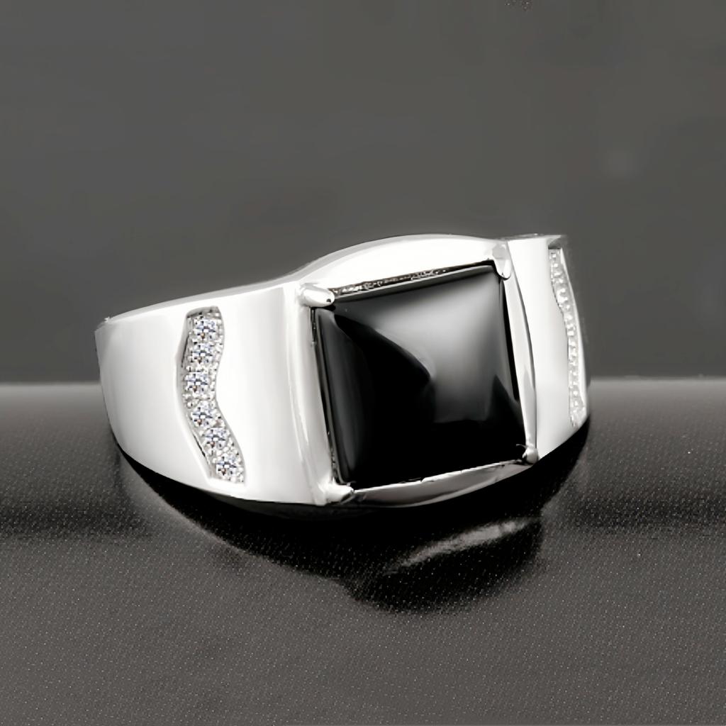 2026 Men's Domineering Ring Mahonao Men's Ring Opening Adjustable Korean Version Glossy Square Black Diamond Living Ring