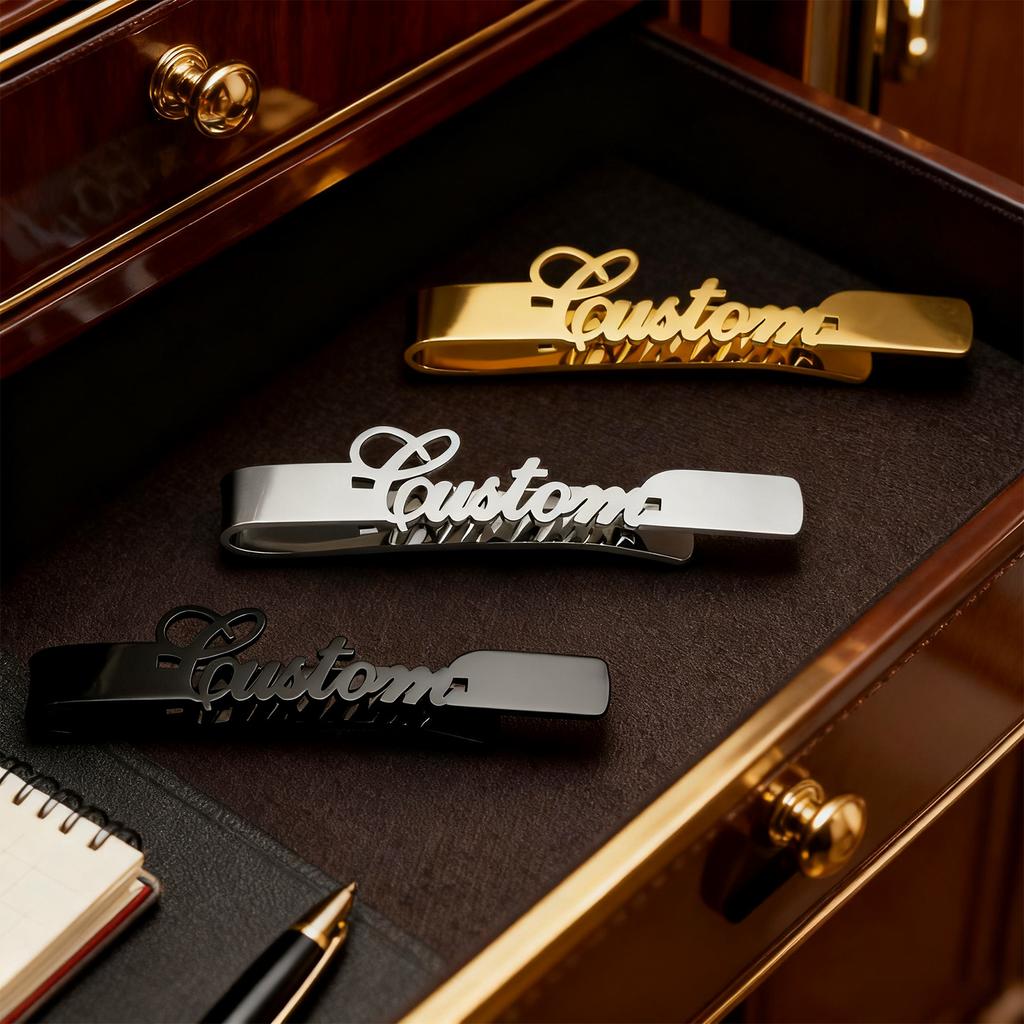 Сделай сам Французский мужской зажим для галстука Нержавеющая сталь Полированный Именной зажим для галстука Подарок