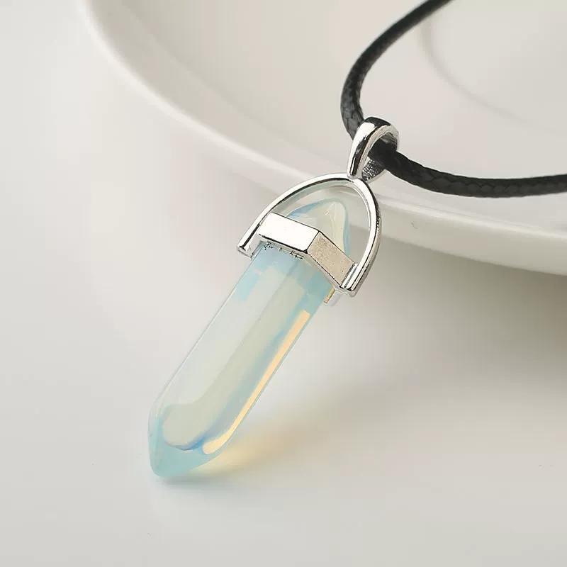 Fashion Natural Tiger Eye Stone Quartz Crystal Agates Hexagonal Column Shape Pendant Necklace for Jewelry Making