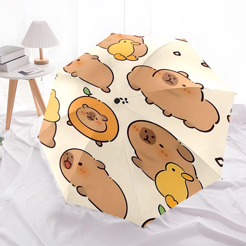 Capybara Themed Travel Umbrella-8 Ribs Automatic Opening and Closing, Portable Folding Design, Compact and Stylish Umbrella Suitable for Out