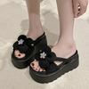 Fashion 8CM Casual Wedge Slippers Women New Summer Non Slip Platform Sandals Woman Flower Comfortable Female Chunky Beach Slippers