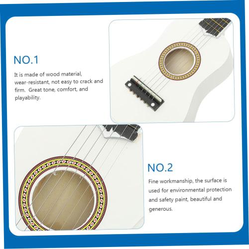iplusmile 21-inch Small Acoustic Guitar for Beginners 6-String Wooden Guitar White