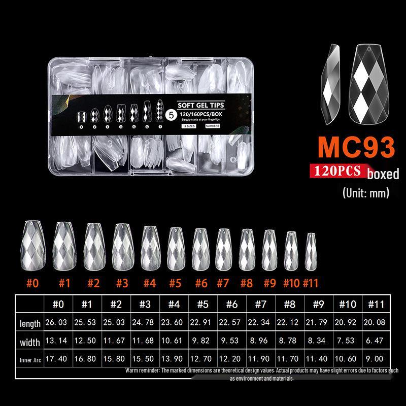 

3D Rhombus Nail Art Tips Almond/Ballet/Square Transparent False Nails - 120 Pcs Box