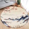 Japanese Style Round Carpet Koi Fish Lotus Cherry Blossom Flower Mountain Water Ink Art Home Living Room Bedroom Decor Floor Rug