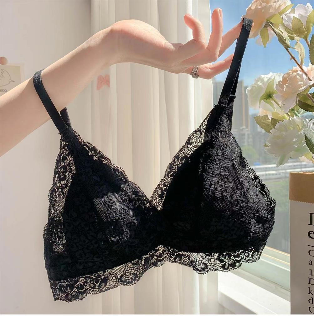 French Sweet Teen Triangle Cup Bra, Summer Ultra-Thin Sexy Wireless Push Up Bra for Small Bust