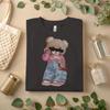 Cool Teddy Bear Girl T Shirt Cute Streetwear A108 Vintage Washed Versatile Casual Streetwear Stretched Stylish Fashion Soft