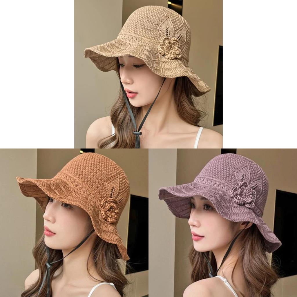 Summer Outdoor Sun Hat For Women With Wide Brim Foldable Breathable Polyester Sun Protection