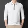 Spring and Autumn Men's Polo Shirt Long-sleeved T-shirt Loose Lapel Bottoming Shirt Solid Color Top for Men