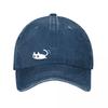 Blue Cute Cat Graphic Snapback Hat  New Vintage Washed Cotton Baseball Cap Parent Kids Sun Hats