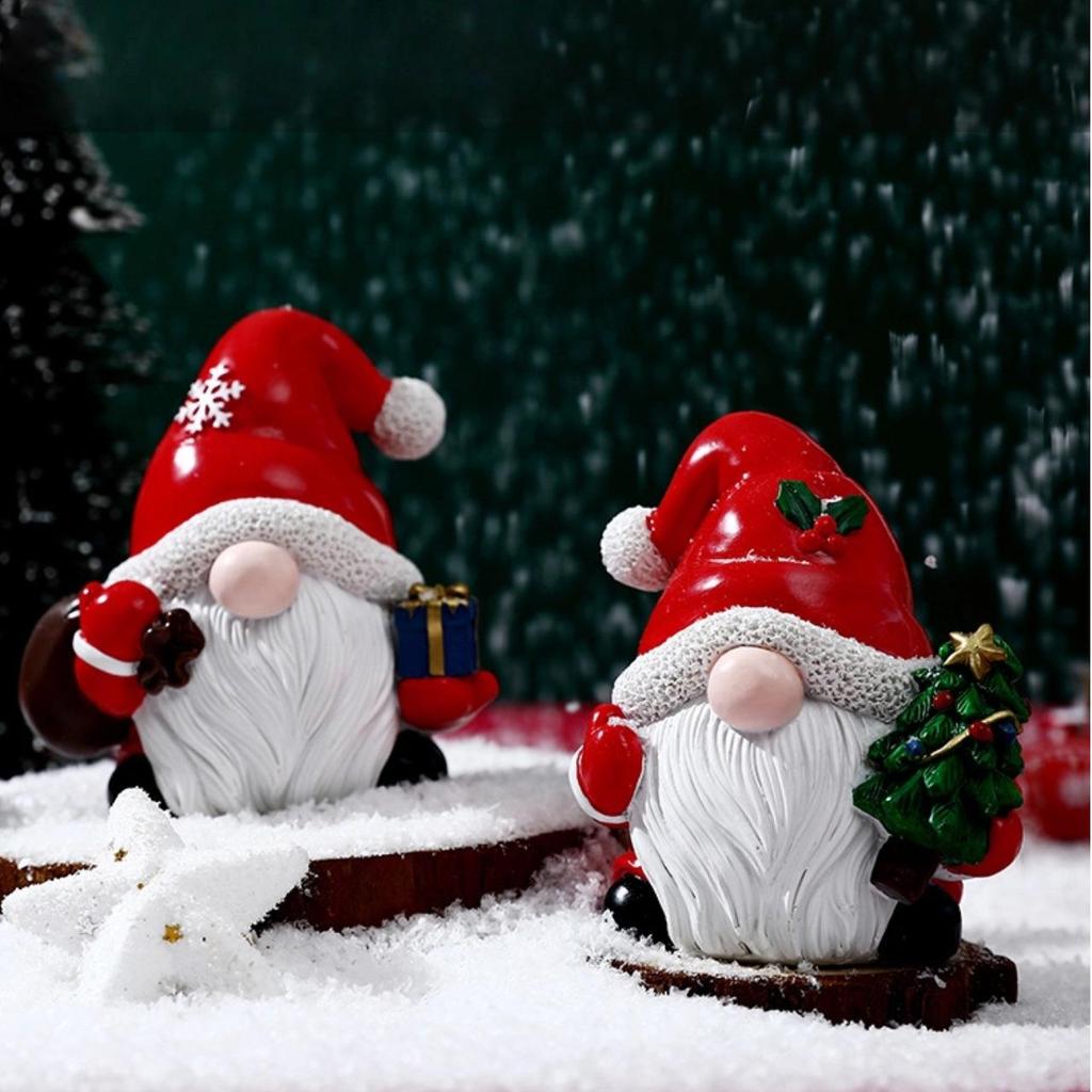Santa Claus with Gifts Resin Christmas Decoration for Desktop or Living Room