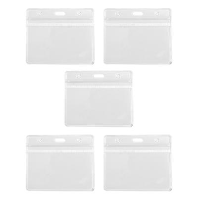 5Pcs Card Cover Holder Clear 4x3 Inches ID Card Waterproof PVC Sleeve for Teacher Student Worker