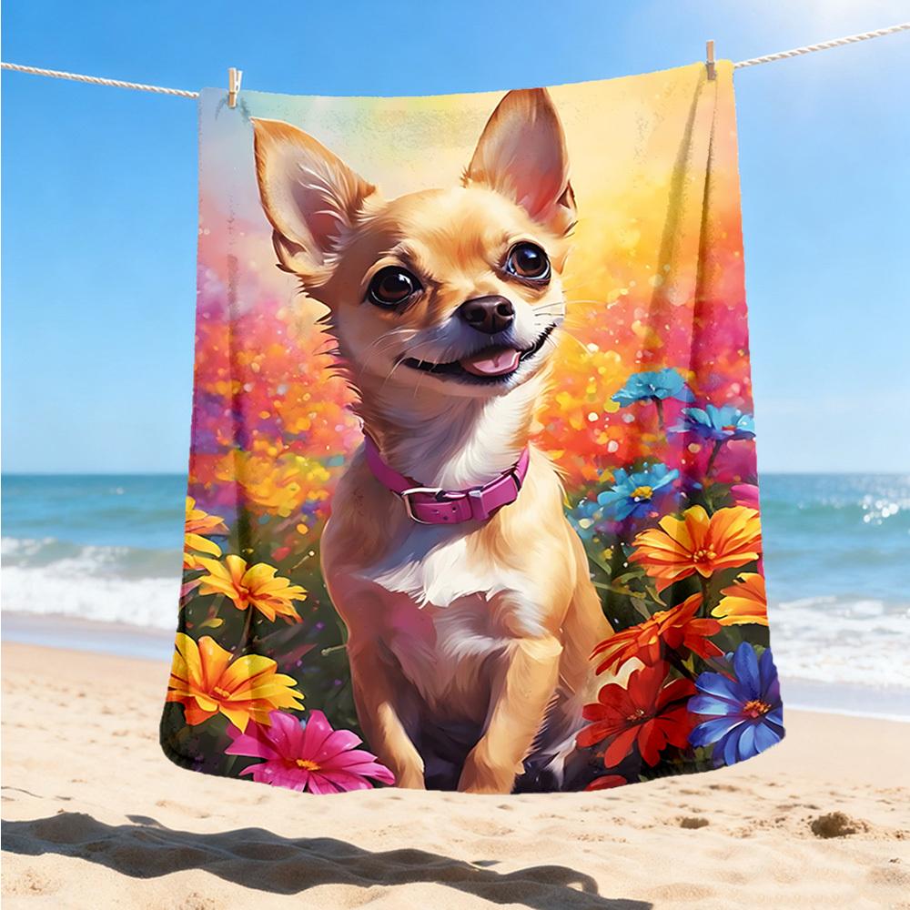 1pc Floral Garden Dog Outdoor Soft Polyester Flannel Throw Blanket Versatile for All Seasons , Soft , Cozy , Warm All Season Quilted Throw ,
