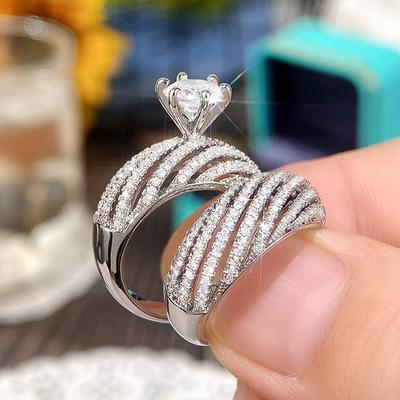 Huitan Micro Paved CZ Set Rings for Women  New Modern Accessories 2Pcs Double Stackable Set Rings Wedding Jewelry