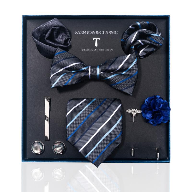 High-End Wedding Groom Tie Pocket Towel Corsage Gift Box Set Men'S Tie