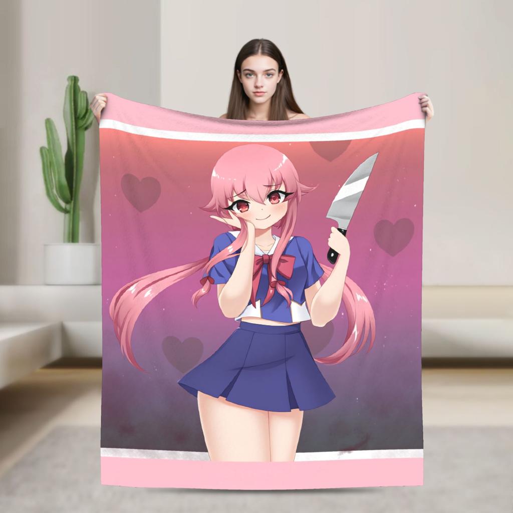 Mirai Nikki Gasai Yuno Super Soft Blankets Plush Throw Blanket Street Trend Couch Chair Flannel Bedspread Sofa Bed Cover