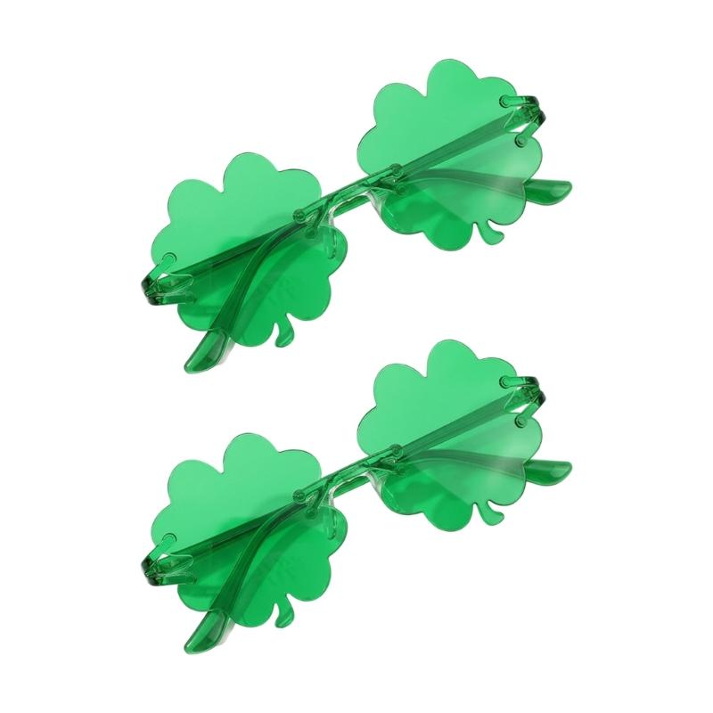 Irish Shamrock Eyeglasses Green Four Leaf Clovers Glasses Leprechaun Costume for Women Men Saint Patrick's Day Sunglass