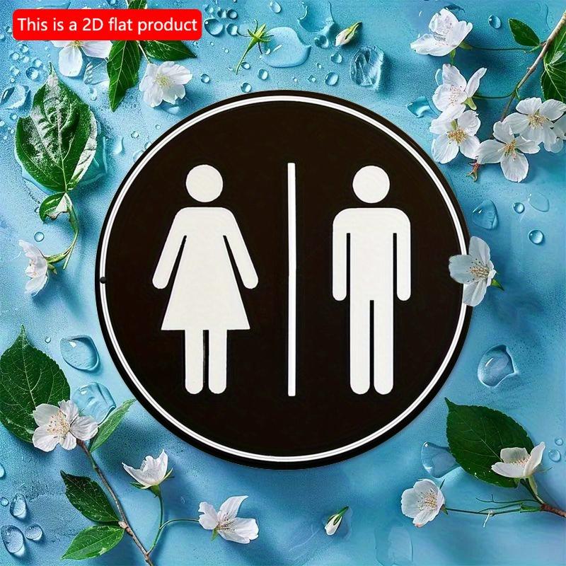 2d Flat 20*20cm, "Men's and Women's Bathroom Logo" Wall Decoration, Classic Style Circular Wooden Logo, Indoor Wall Decoration, Classic Bathroom Logo.