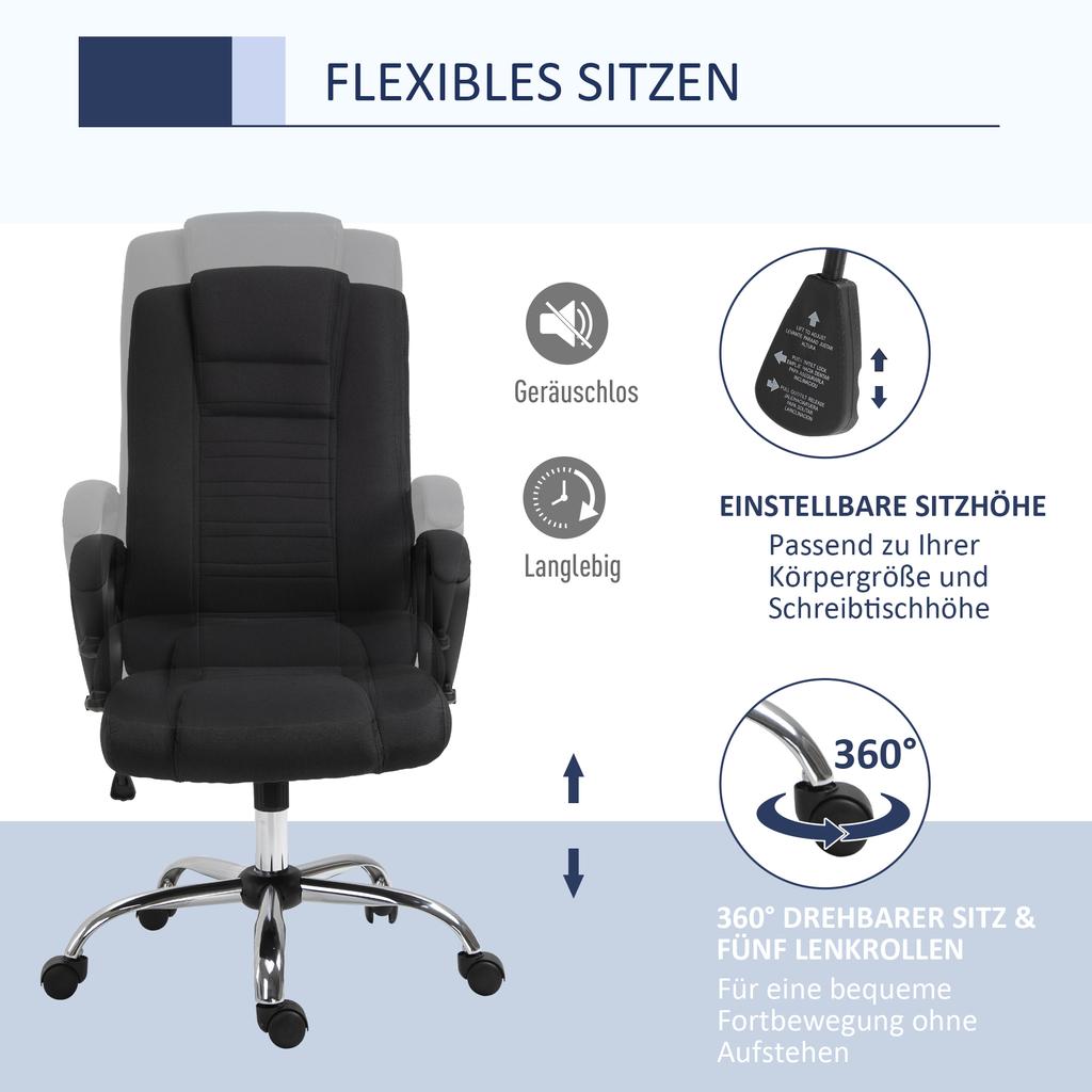 Office Chair Ergonomic Desk Chair with Armrest, Height-Adjustable Swivel Chair with Linen Look, Padded Computer Chair, Black