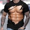 Men's Fun Digital Print T-Shirt - Retro Muscle Design, Perfect for Gym, Summer, and Casual Wear -
