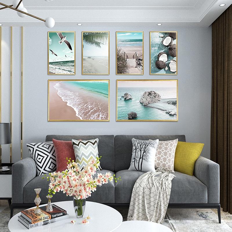 Decorative Poster Beach Ocean Summer Theme Wall Poster Prints Canvas Painting Wall Art Pictures Living Room Office Decorative
