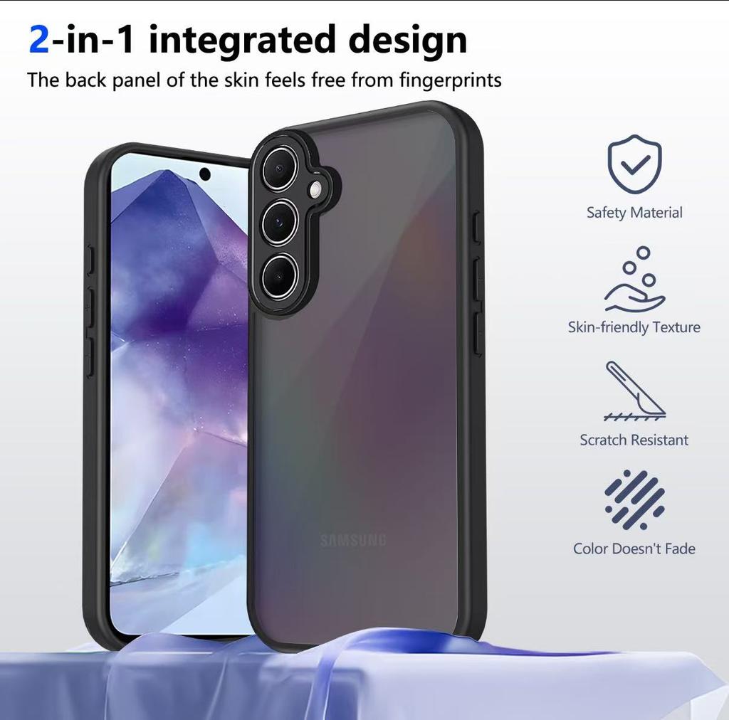 Coque Pour Samsung A71 A56 A55 A54 A36 A35 A26 A25 A16 A17 A15 A14 A07 A06 4G 5G Simple Noir Mat Transparent Housse antichoc