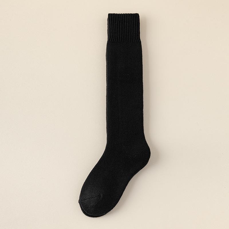 Men's Wool Knee-High Socks: Warm Fleece-Lined, Thick Terry Loop for Autumn/Winter.