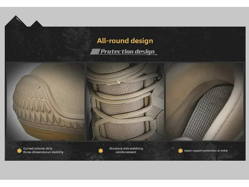 Men's Waterproof Non-Slip Lightweight Mid-Cut Hiking Shoes - All-Season, Breathable, and Wear-Resistant.