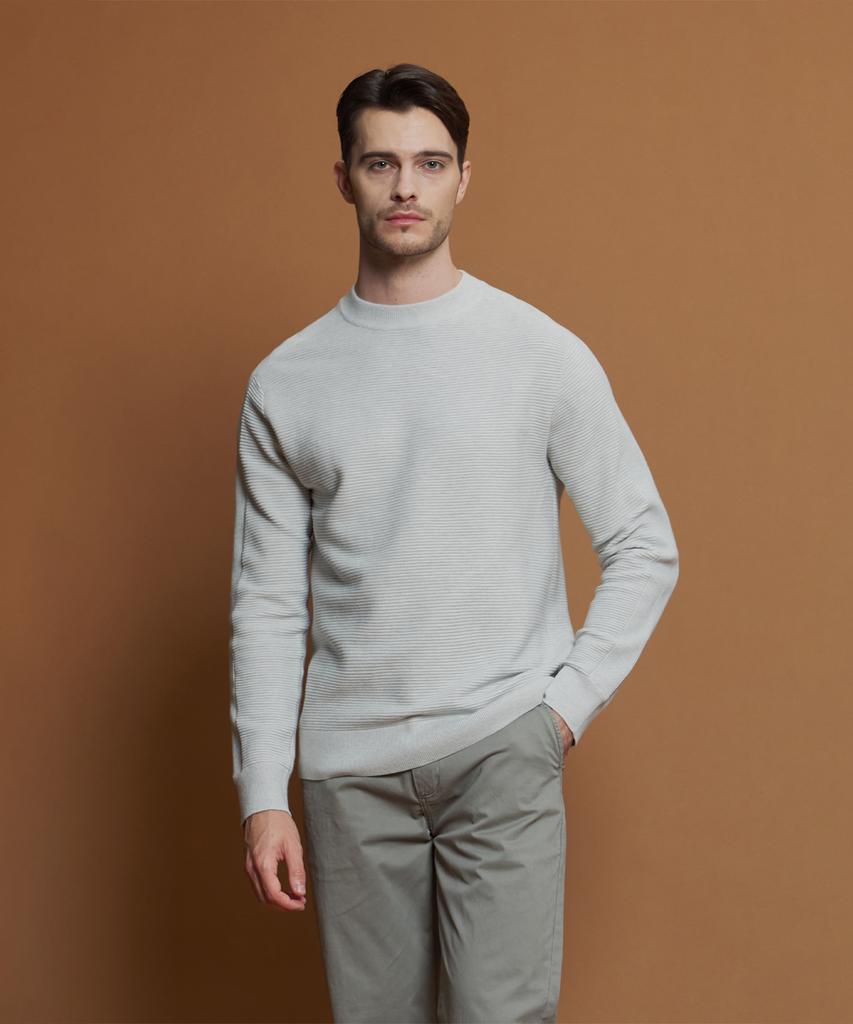 PANICALE Gray Ribbed Crew Neck Knit