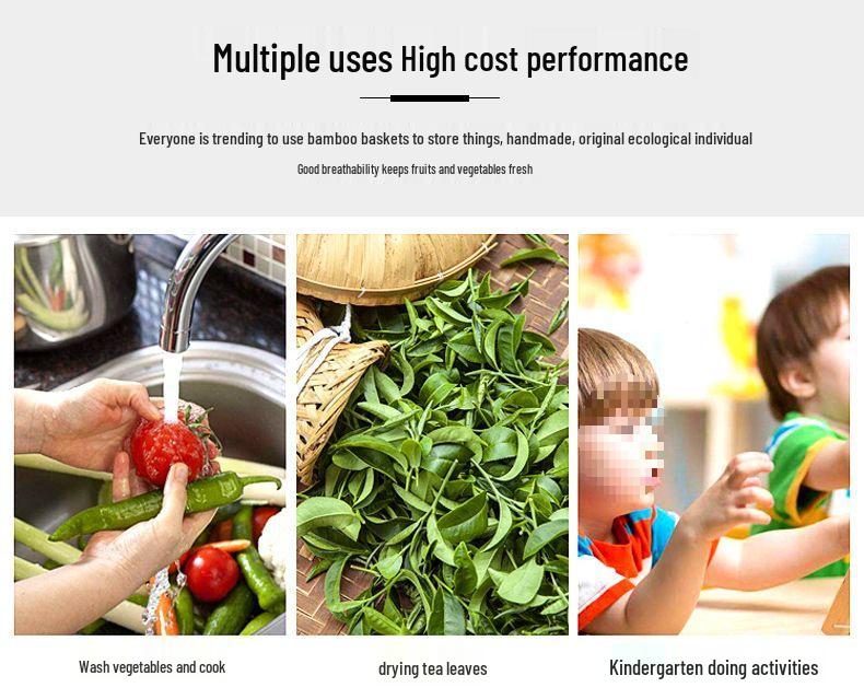 Bamboo Vegetable Washing Basket and Colander Set