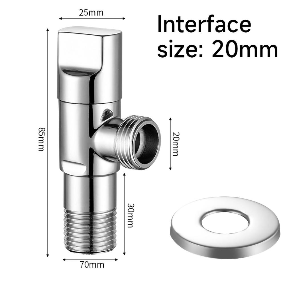 

Угловой клапан для ванной комнаты с интерфейсом 1/2 дюйма, латунный сердечник клапана, антикоррозийный, противообратный, аксессуары для унитаза и раковины серебряный