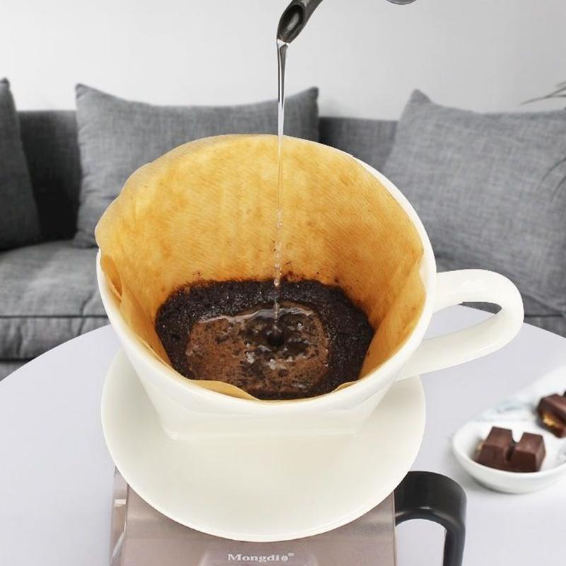 Reusable Over Coffee Maker Ceramic Portable Ceramic Coffee Dripper Flat Bottom BPA-Free Coffee Brewing Filter Cone Travel