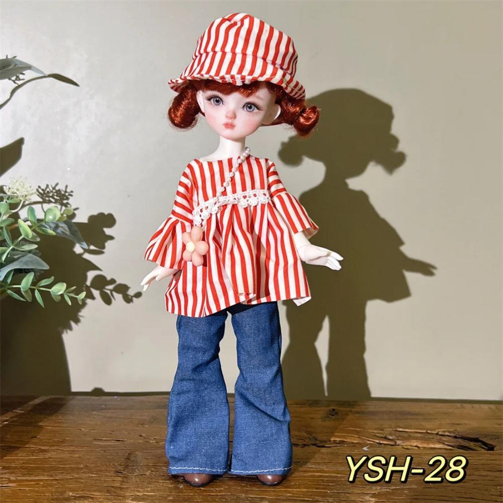 6 Points BJD Doll Dress Up Clothes 30 Cm Doll Clothes Fashion Trend Doll Clothing Jeans Plus Floral Tops Cute and Versatile