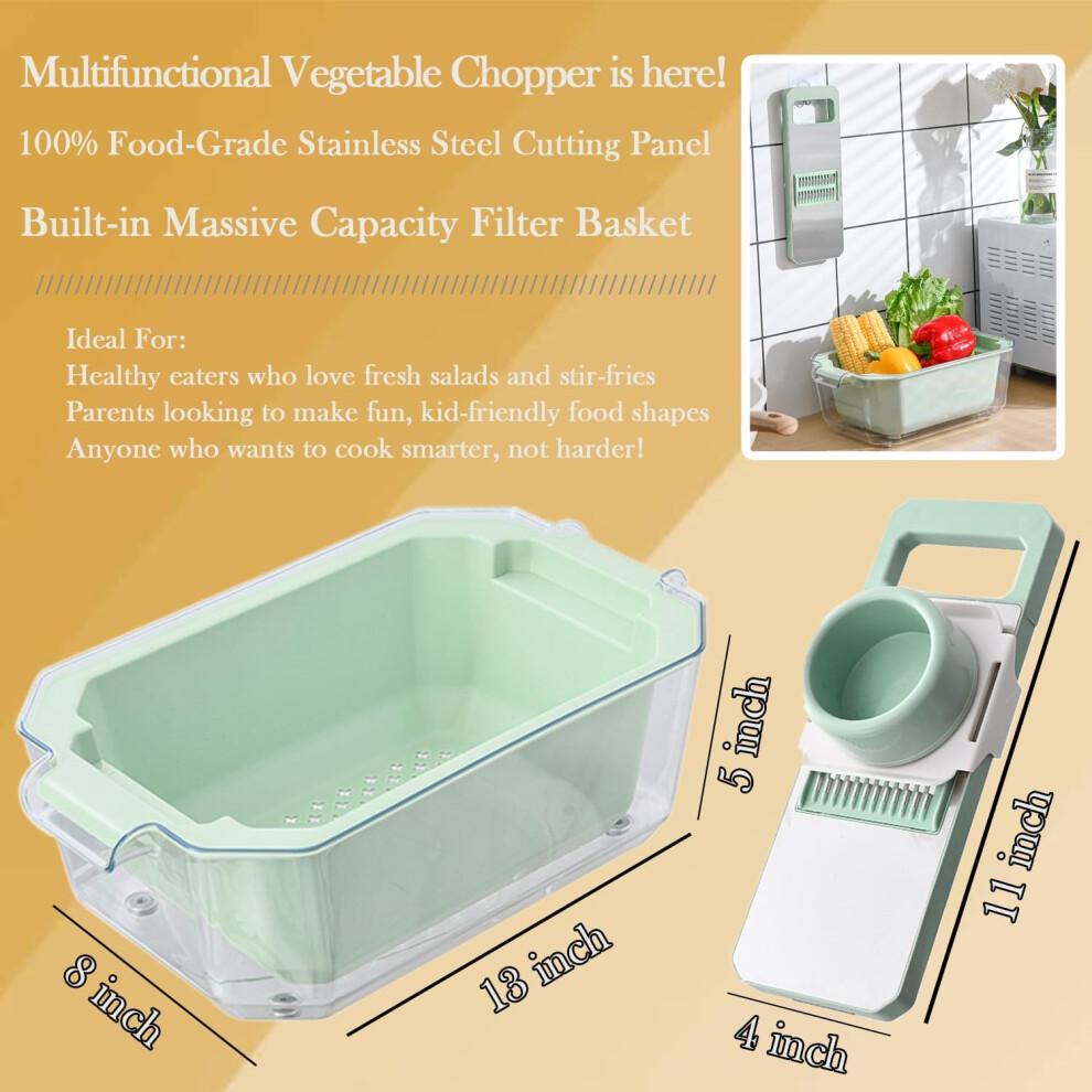 Vegetable Chopper Stainless Steel, 9in1 Mandoline Slicer with Adjustable Thickness for Kitchen