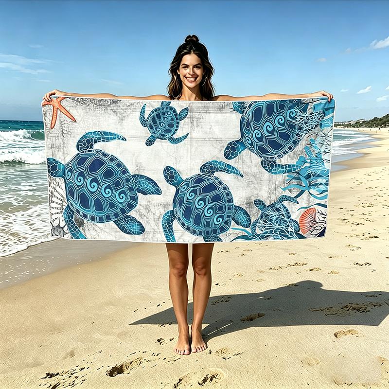 1 Simple And Stylish Animal-Themed Beach Towel, Made Of Microfiber, Quick-Drying And Water-Absorbent, Large Size Beach Towel