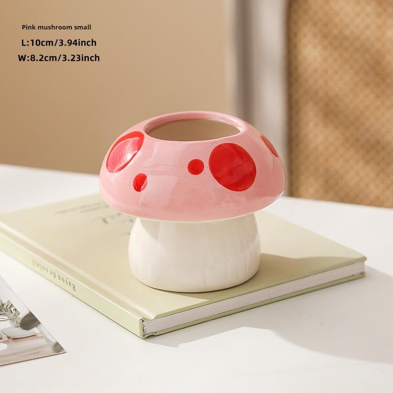 1pc Ceramic Mushroom Pen Holder, Creative Desktop Organizer for Students and Office Use, Perfect for Storing Stationery, Makeup