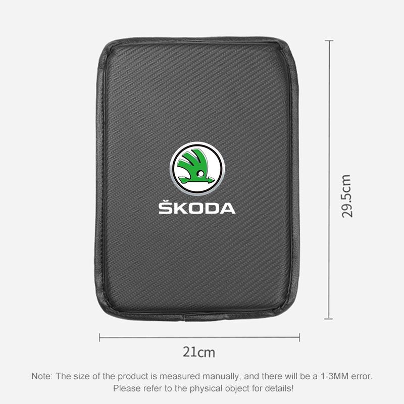 Car Armrest Box Mats Leather Center Console Covers Accessories For Skoda Octavia Superb Rapid Kodiaq Karoq Fabia Kamiq Roomster Citigo