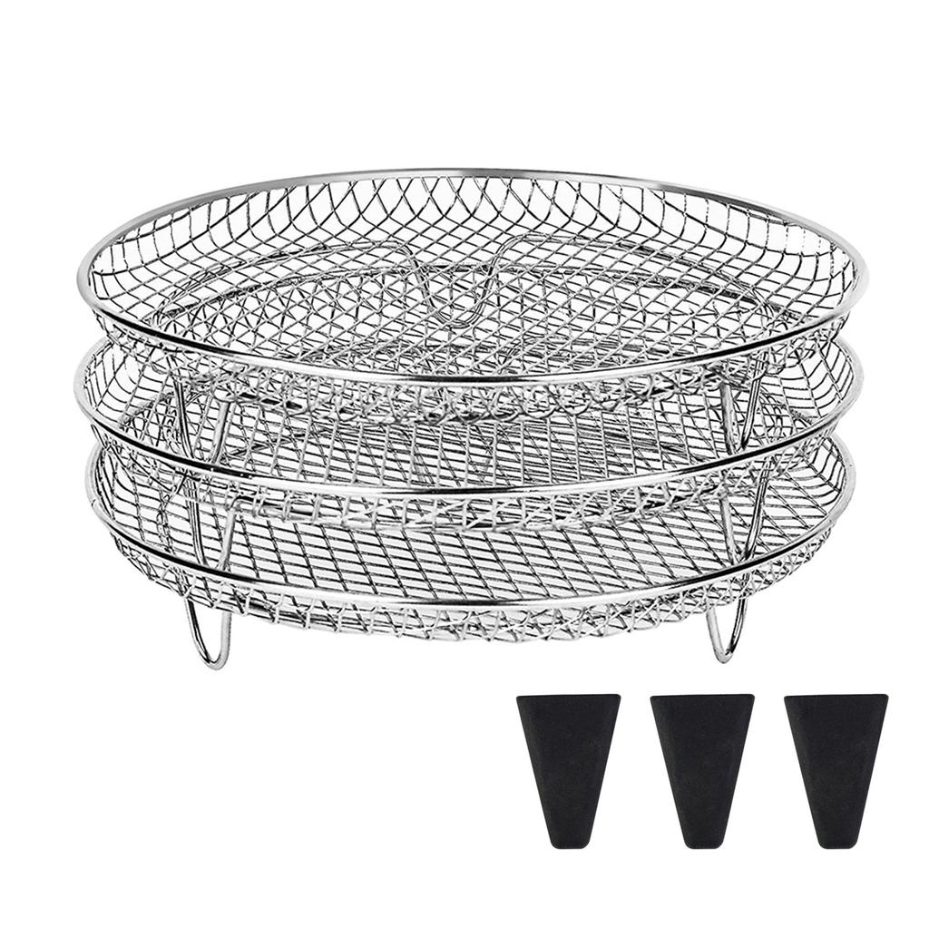 Air Fryer Rack Stackable Grid Grilling Racks 3-layers Stainless Steel Air Fryer Basket Tray Steam Rack Home Kitchen Accessories