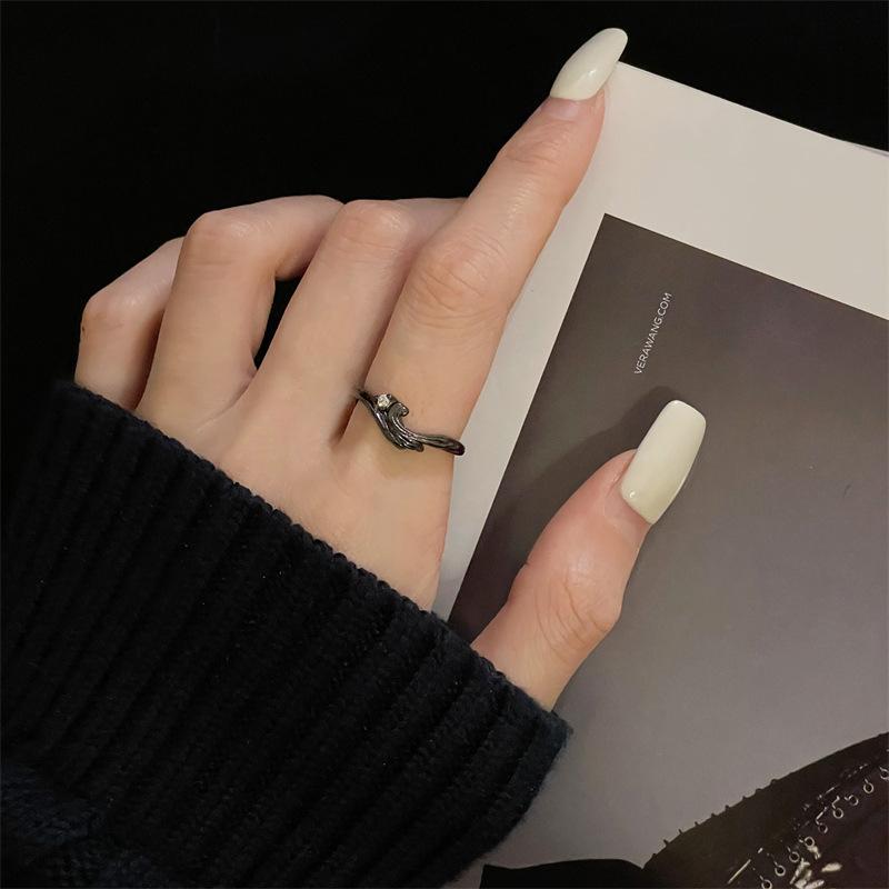 Dark Personality Crow Stacked Ring Opening Adjustable Niche Design Trendy Cool Retro Index Finger Ring