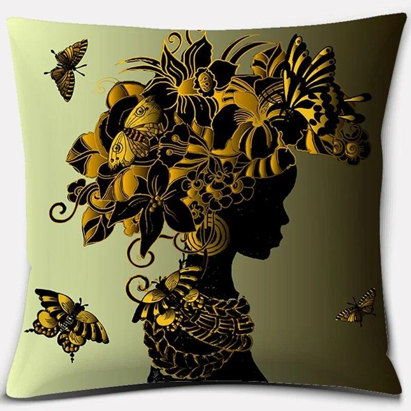 Home Decor Pillowcase Ethnic African Women Polyester  Car Sofa Cushion Cover   45x45cm