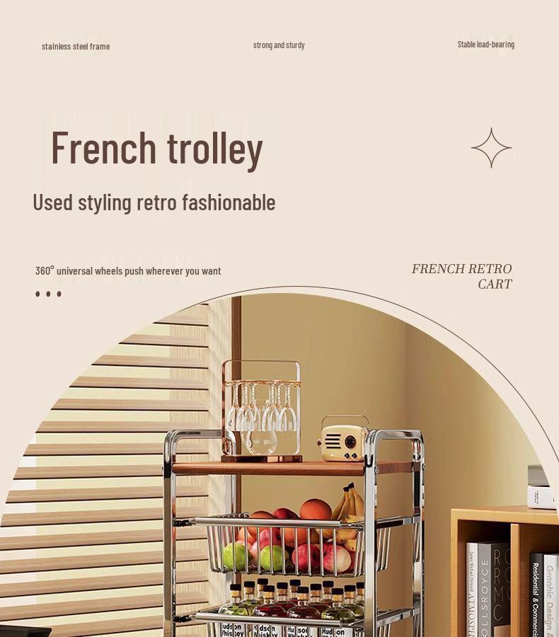 Multi-Layer Trolley Bookshelf with Wheels: Floor-Standing Chinese Style Snack and Sundry Storage Cabinet for Living Room