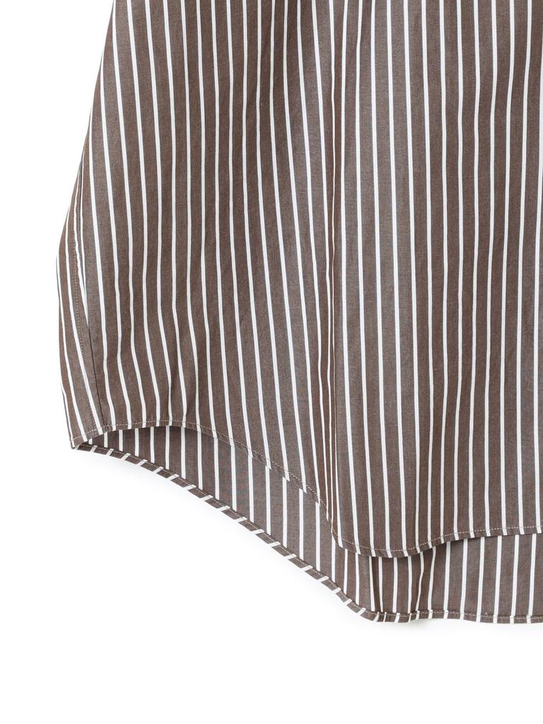 Beams Men's Striped Easy Mini Regular Collar S/S Shirt, Brown, Size M
