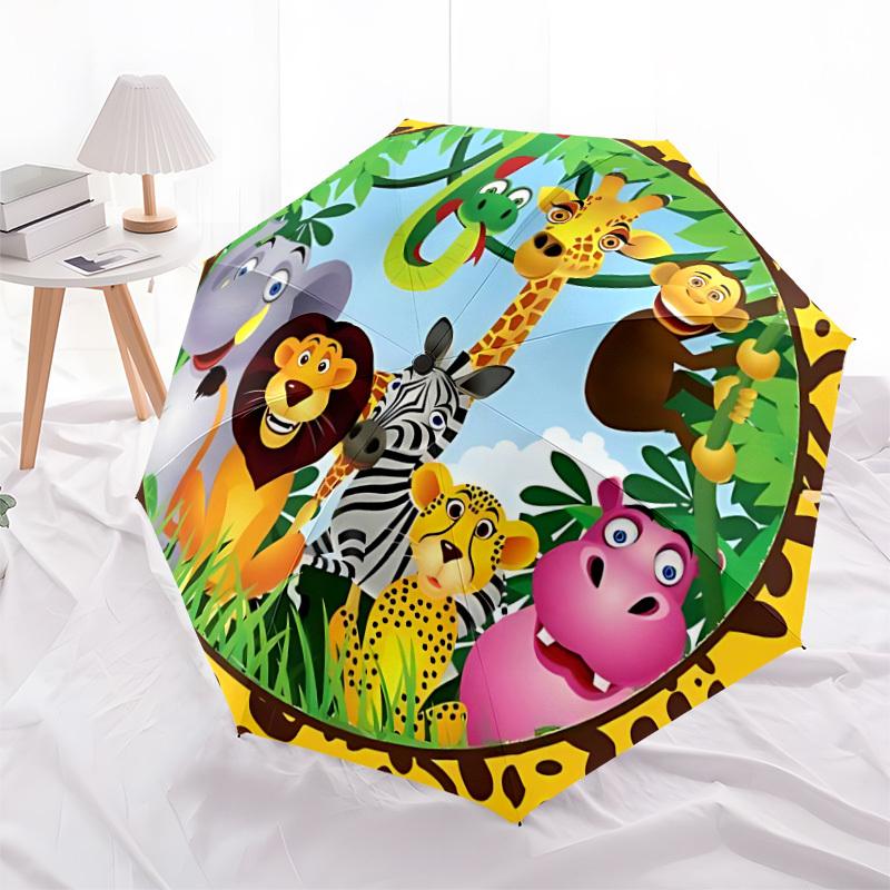 1pc Safari Animals Automatic Folding Umbrella, Heavy-Duty 8-Rib Construction, Perfect for Everyday Yy251114149