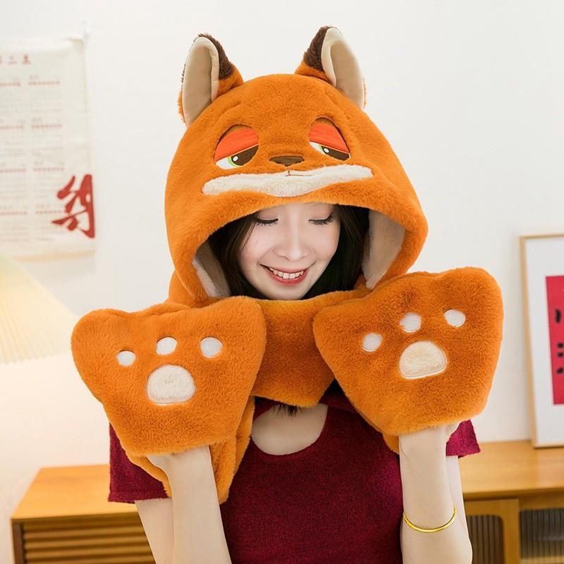 Zootopia Crazy Animal City Nick Judy Cartoon Plush Scarf Hat For Girls Judy