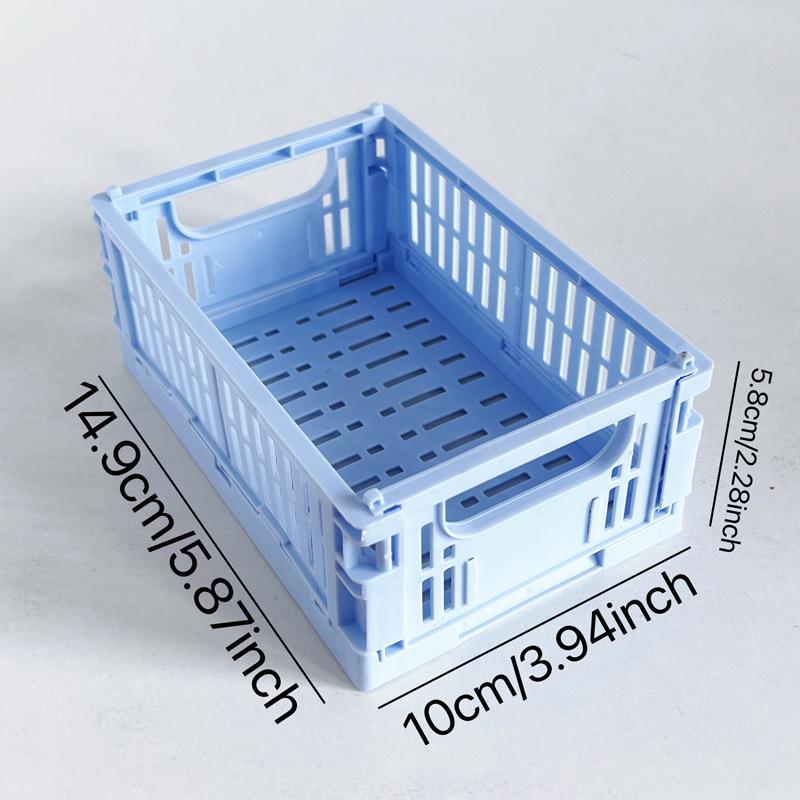 

Однотонный мини складной пластиковый ящик для хранения и настольный органайзер для канцелярских товаров и васи-ленты 14.9 x 10 x 5.8 cm