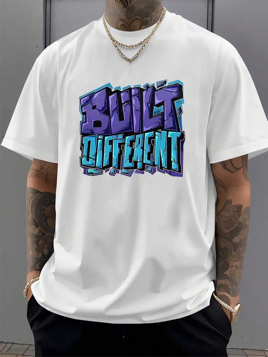 

Unisex s Premium Casual Graphic Tee - Short Sleeve, Olive Green With Bold BUILT DIFFERENT Print XL