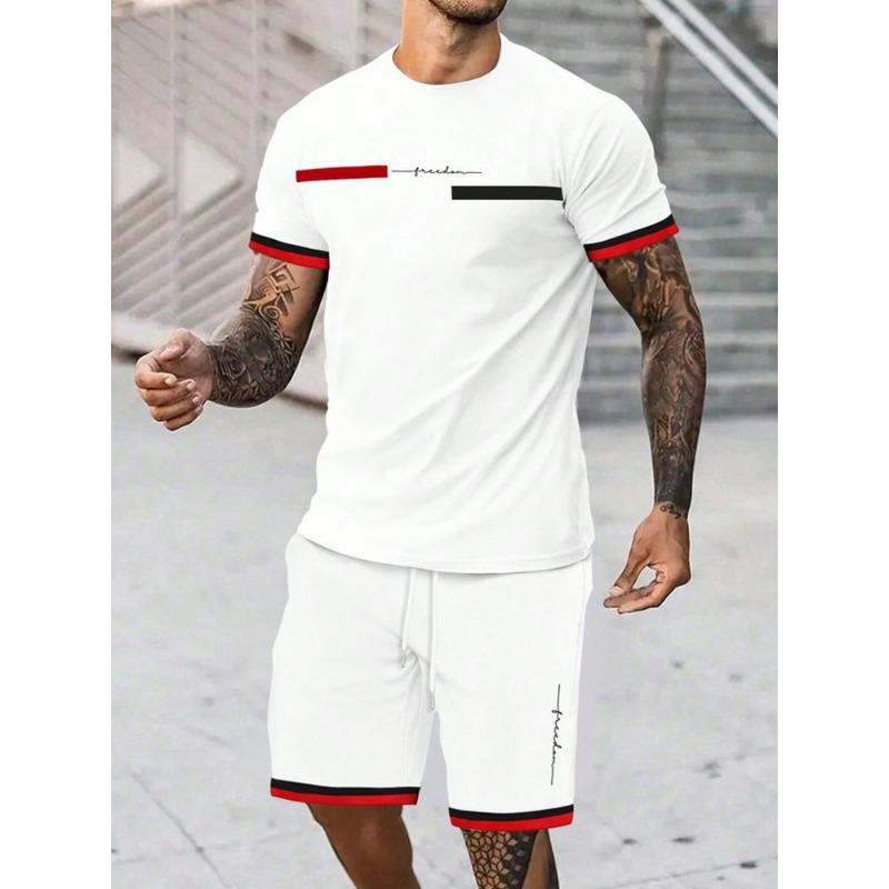 23 Prints Mens 2Pcs Casual Outfit Trendy Short Sleeve T-Shirt Quick-Dry Shorts Set For Stylish Summer Workouts Athleisure Wear