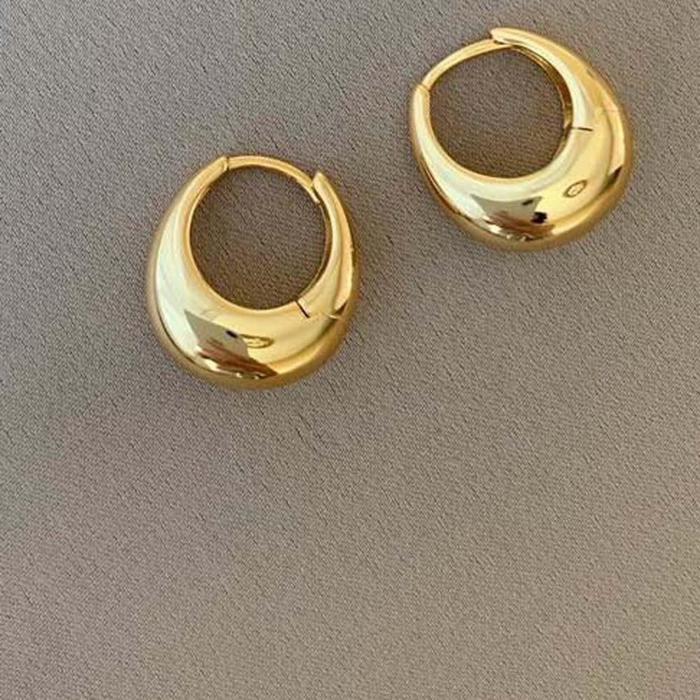 925 Silver Needle Golden Round Earrings Elegant Silver Ear Buckles Brilliant Circle Earrings  Daily