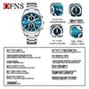 OFNS 3D Sun Dial Quartz Watch: Luminous, Waterproof, Multifunctional Men's Timepiece with Three-Eye, Six-Needle Design and Calendar.