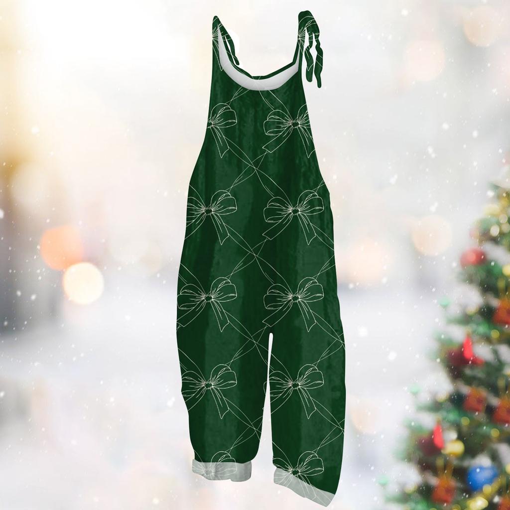 Damen Jumpsuit Karneval Print Lässig Locker Vintage Schulterträger Baumwolle Leinen